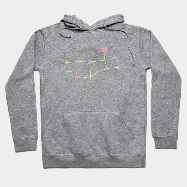 Virgo Zodiac Constellation in Rainbow Pastels Hoodie by Kelly Gigi